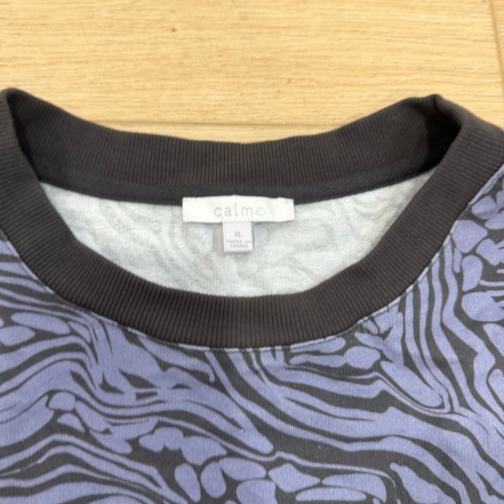Johnny Was Calme Seamed Oversized Pullover Blue Patterned Size XL - Picture 3 of 5